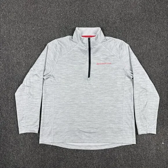 Vineyard Vines Performance 1/4 Zip Pullover Mens White Gray Stretch Size Medium - Picture 1 of 5
